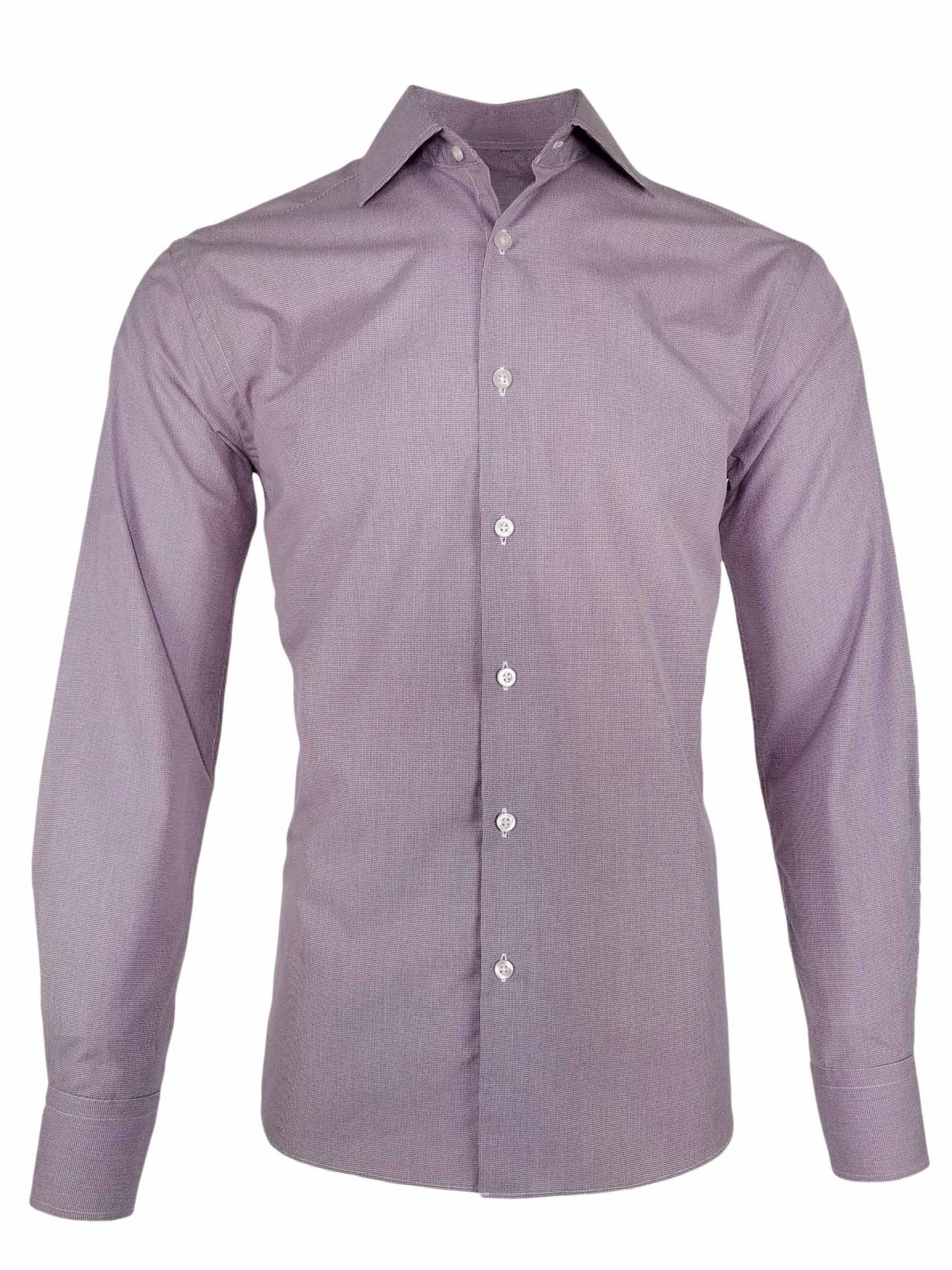 Men's Paris Shirt - Purple Micro Check Long Sleeve - Uniform Edit