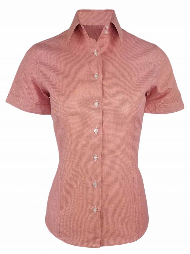 Women's Paris Red Micro Check Short Sleeve Uniform Edit