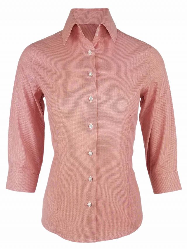 Women's Paris Red Micro Check Three Quarter Sleeve Uniform Edit