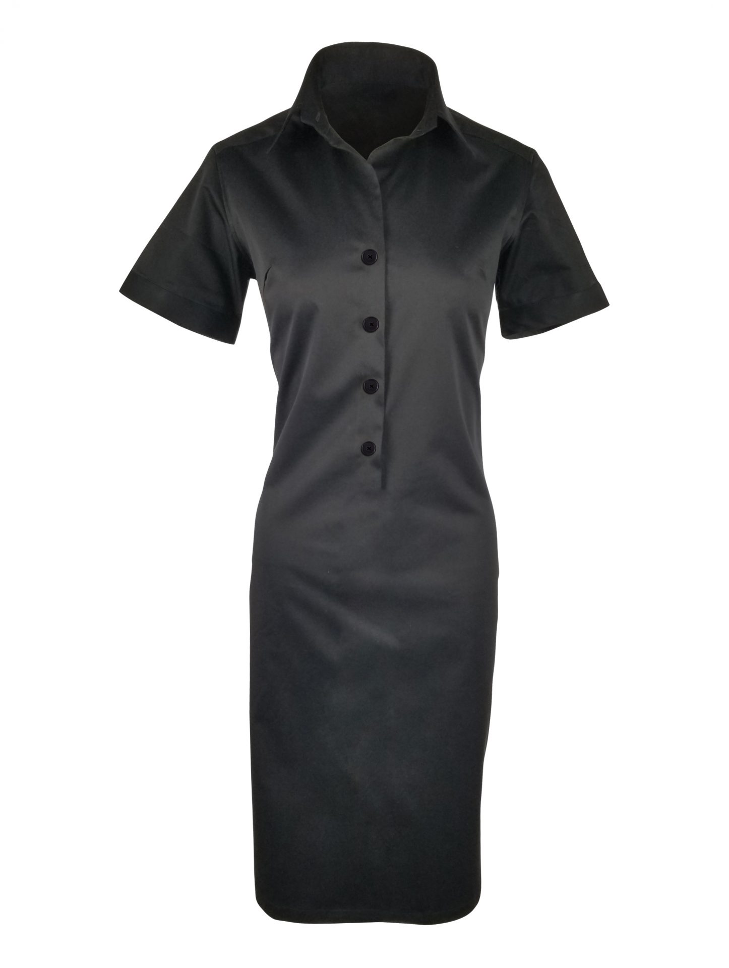 Shirt Dress - Black Short Sleeve - Uniform Edit