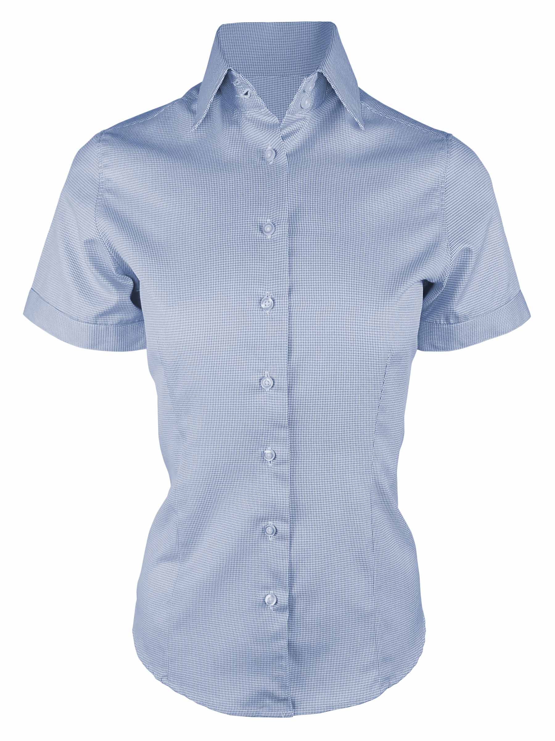 Women's Wilson Shirt - Blue Houndstooth Short Sleeve - Uniform Edit