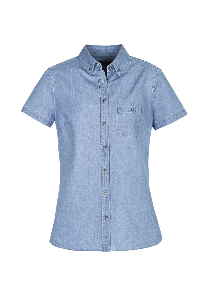 Ladies Indie Short Sleeve Shirt - Blue | The Uniform Edit