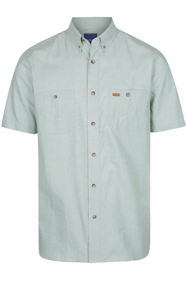 The Iconic Gloweave Short Sleeve Chambray Shirt - Green | The Uniform Edit