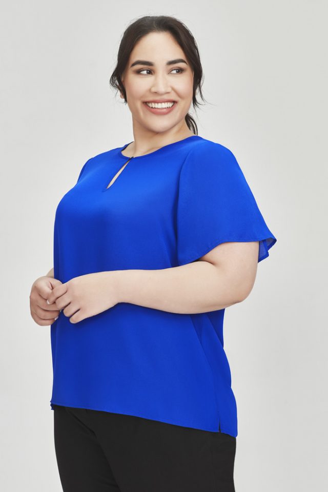 Vienna Short Sleeve Blouse - Cobalt Blue - Image 3