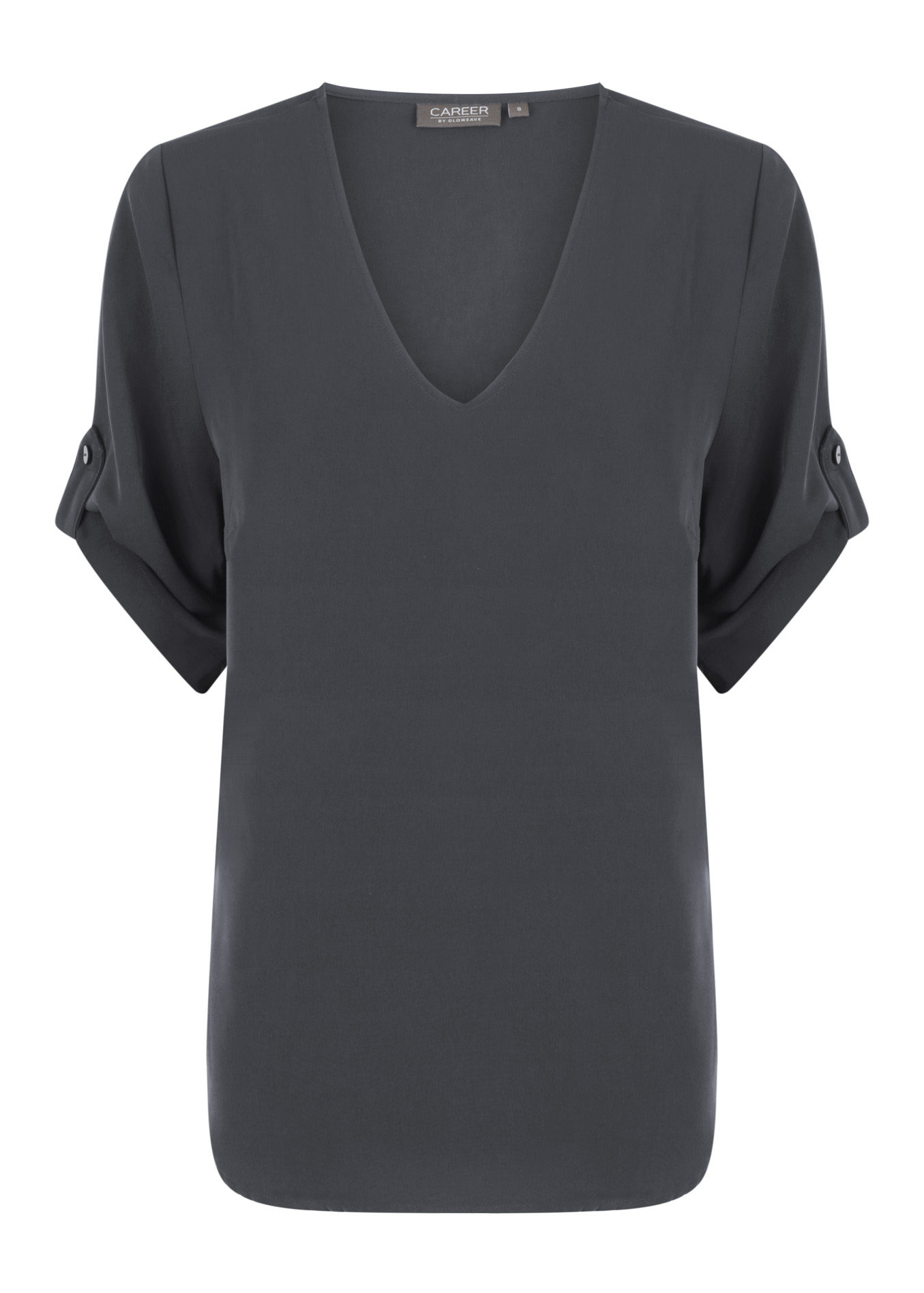 Reece Half Sleeve V-Neck Top - Charcoal - Uniform Edit