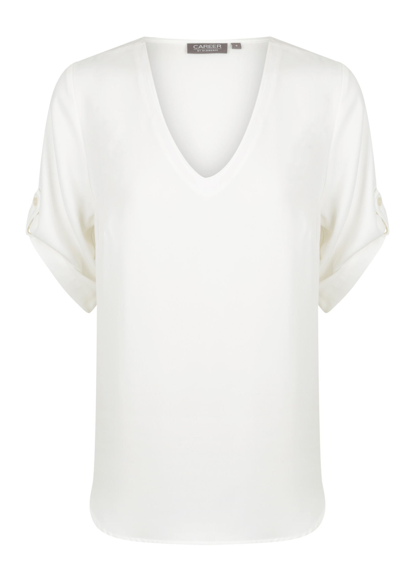 Reece Half Sleeve V-Neck Top - Ivory - Uniform Edit