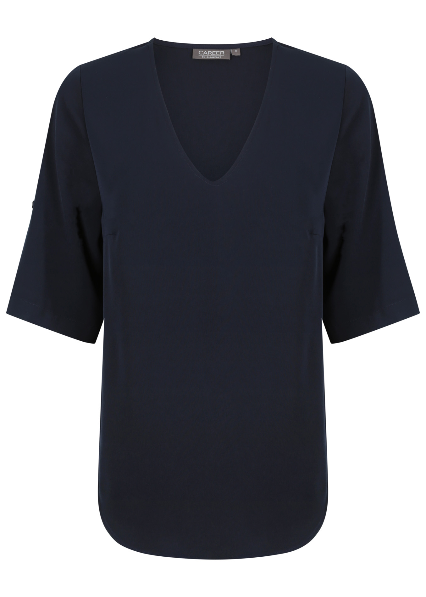 Reece Half Sleeve V-Neck Top - Navy - Uniform Edit