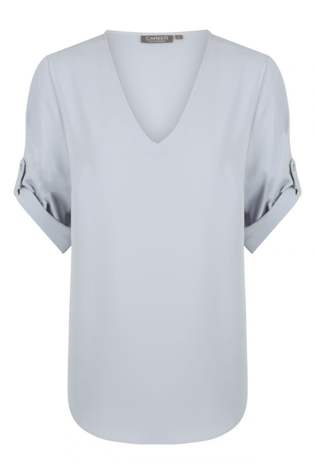 Reece Half Sleeve V-Neck Top - Silver - Image 4
