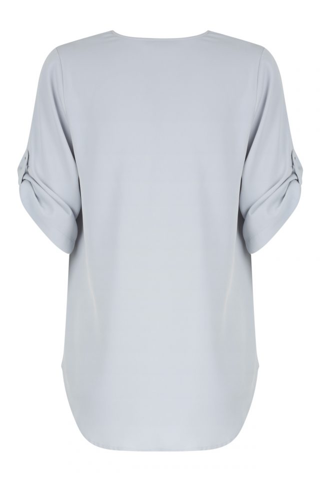 Reece Half Sleeve V-Neck Top - Silver - Image 3