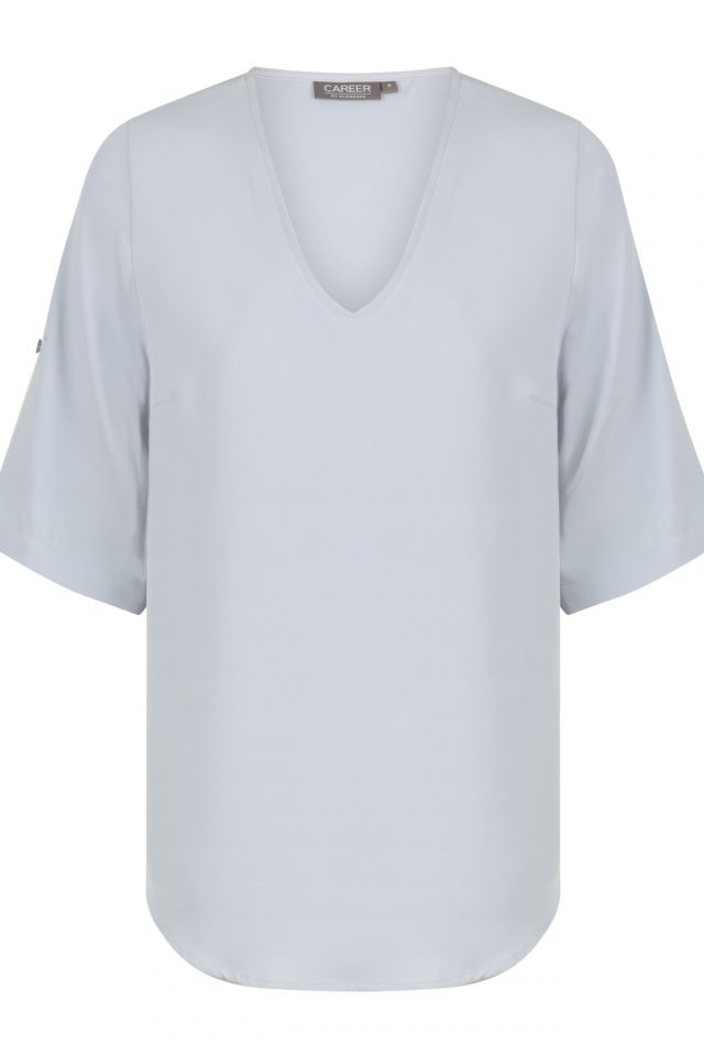 Reece Half Sleeve V-Neck Top - Silver