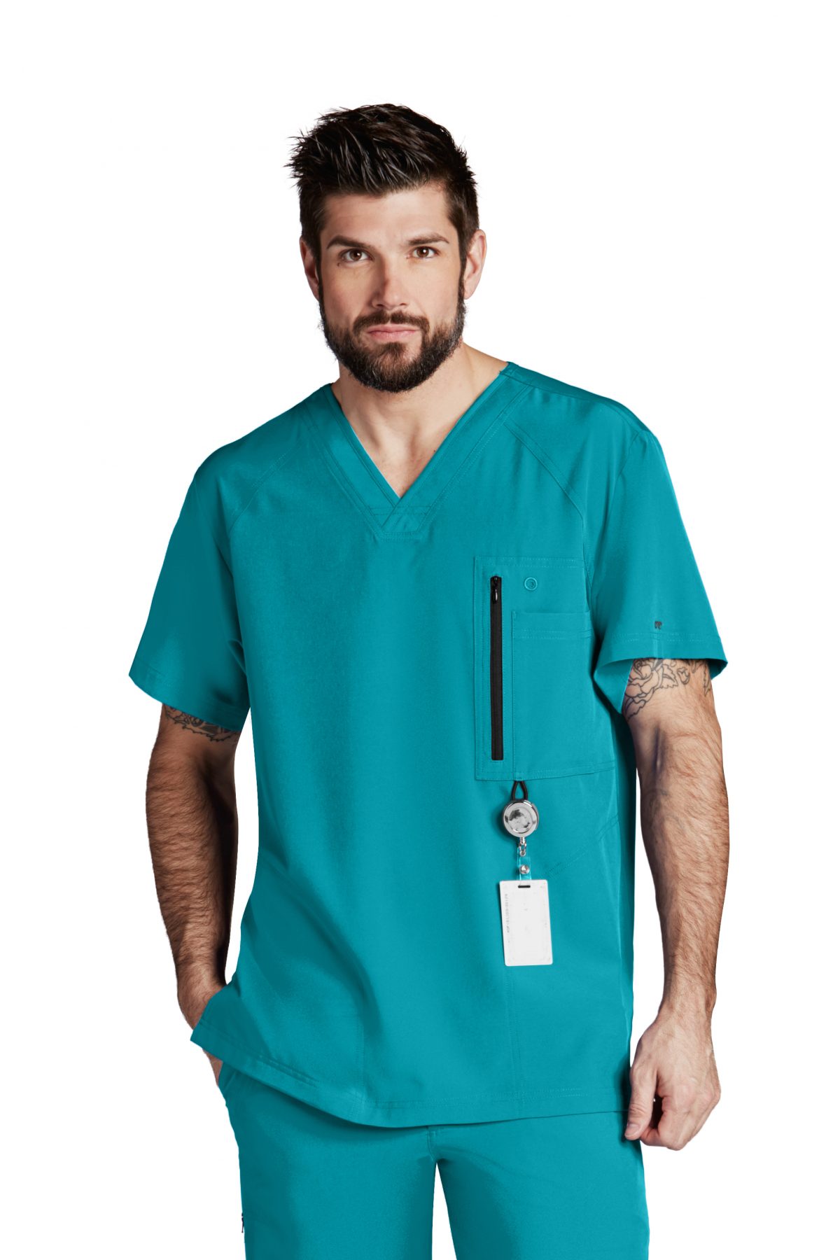 Mens Barco One Amplify Scrub Top Teal The Uniform Edit