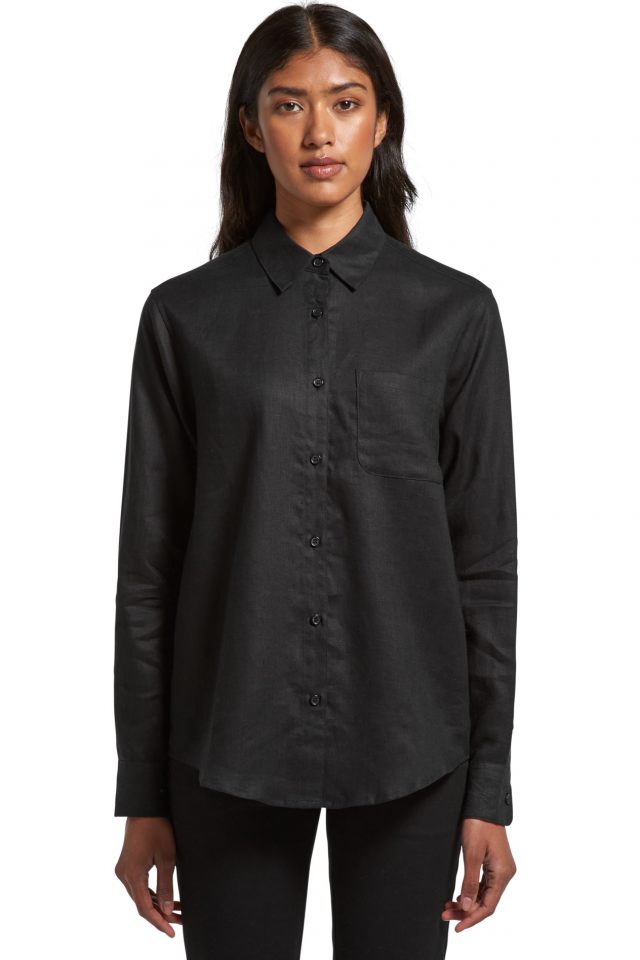 Women's AS Colour Linen Long Sleeve Shirt - White - Image 3