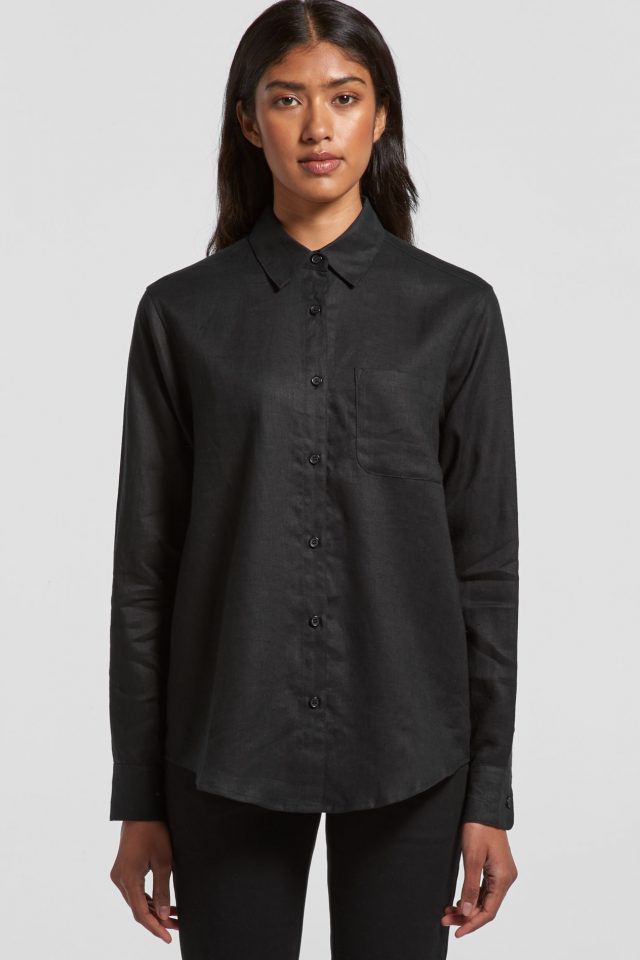 Women's AS Colour Linen Long Sleeve Shirt - White - Image 5