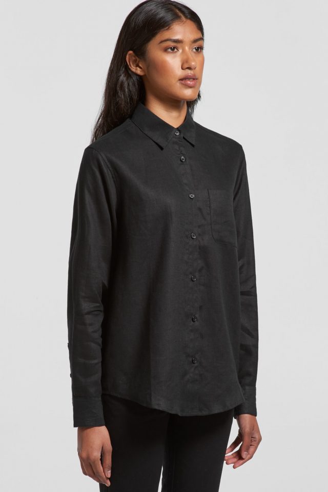 Women's AS Colour Linen Long Sleeve Shirt - White - Image 8