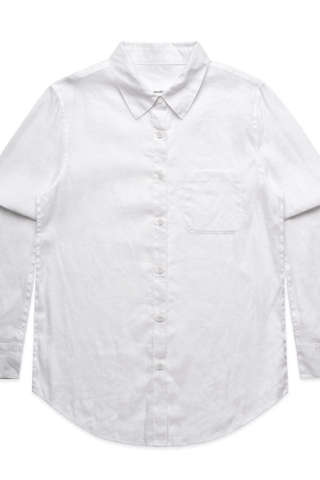 Women's AS Colour Linen Long Sleeve Shirt - White