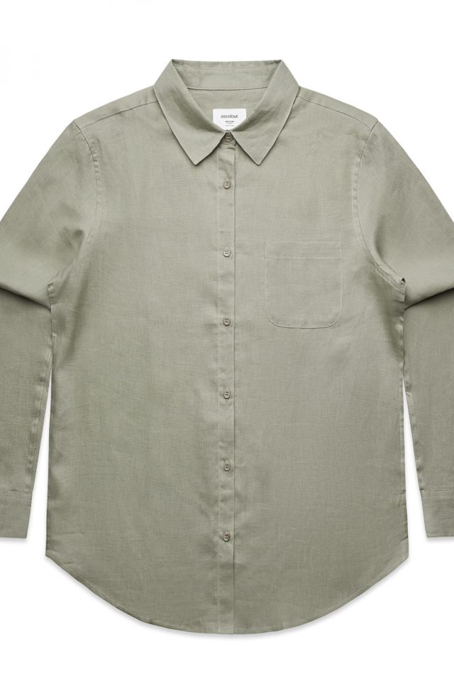 Women's AS Colour Linen Long Sleeve Shirt - Eucalyptus