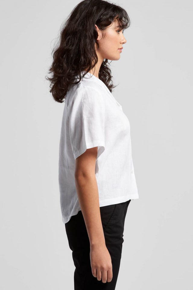 Women's AS Colour Linen Short Sleeve Shirt - White - Image 2