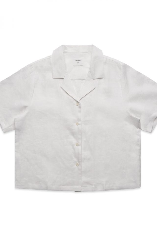 Women's AS Colour Linen Short Sleeve Shirt - White