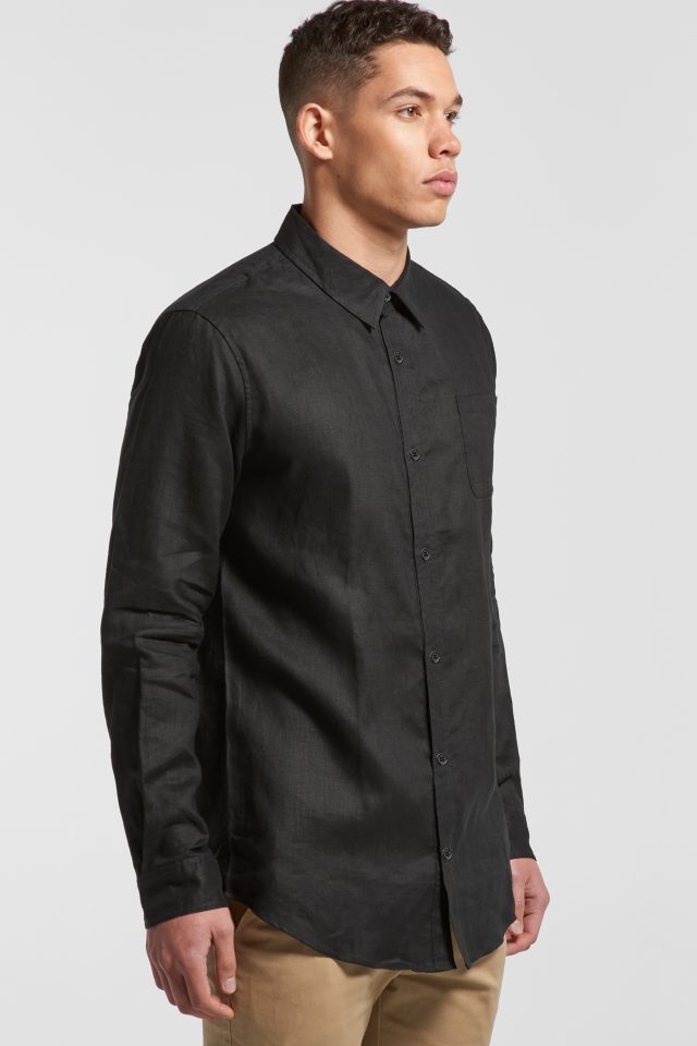 Men's AS Colour Linen Long Sleeve Shirt - Clay - Image 2