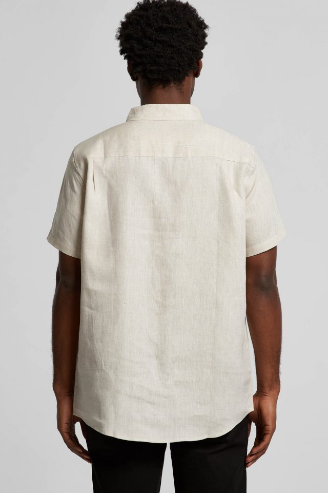 Men's AS Colour Linen Short Sleeve Shirt - White - Image 4