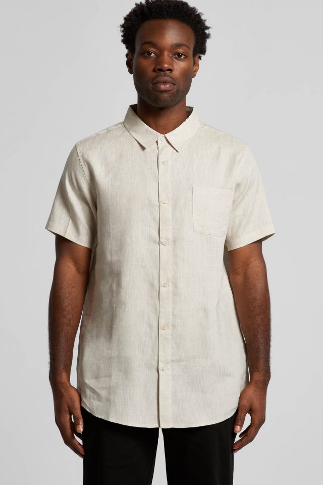Men's AS Colour Linen Short Sleeve Shirt - White - Image 5