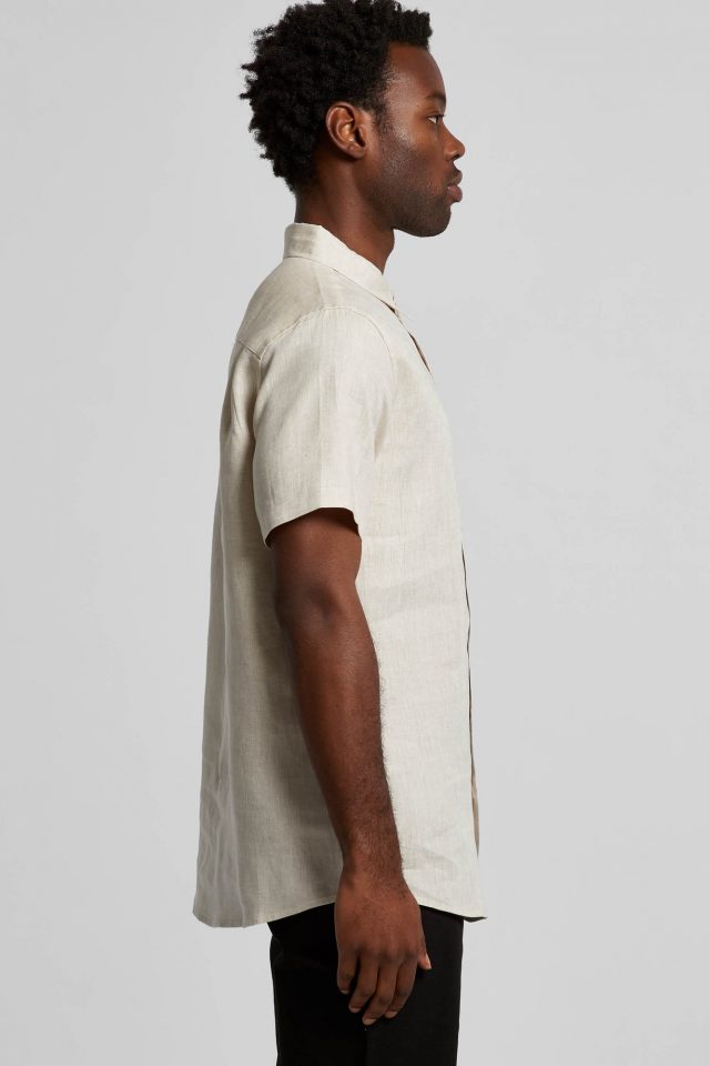 Men's AS Colour Linen Short Sleeve Shirt - White - Image 2