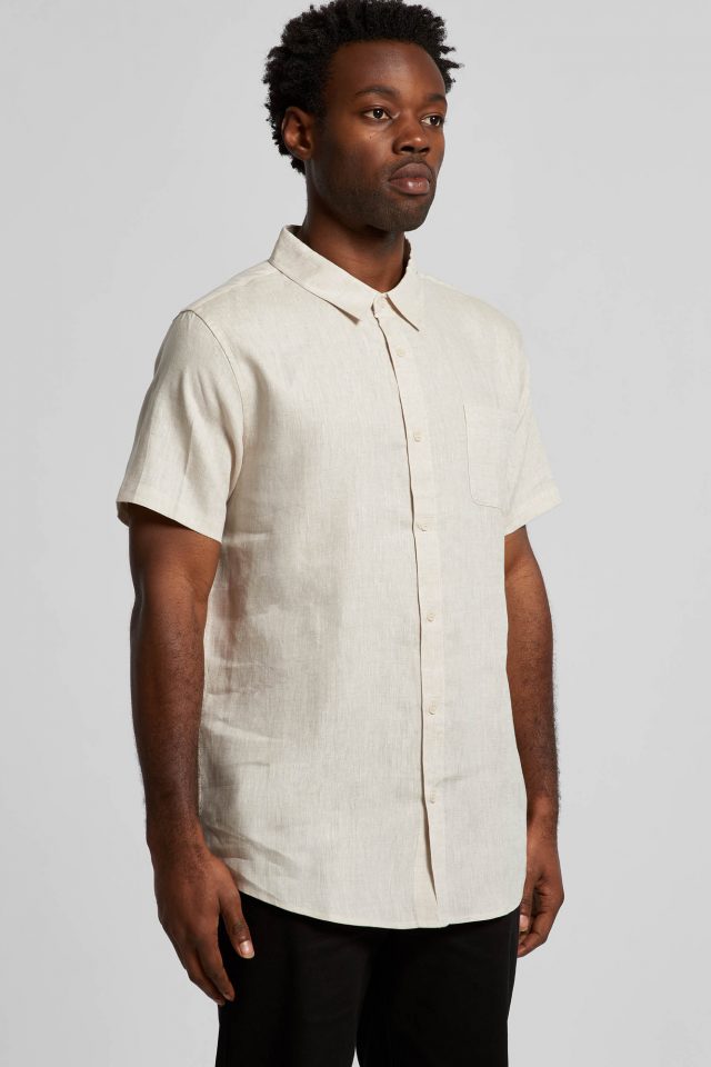 Men's AS Colour Linen Short Sleeve Shirt - White - Image 3