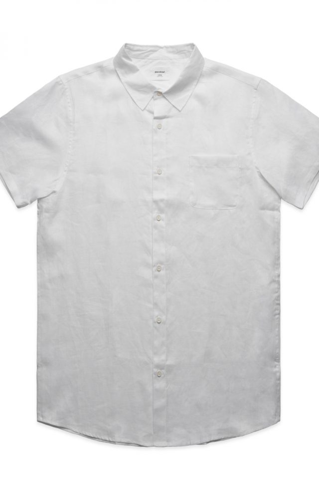 Men's AS Colour Linen Short Sleeve Shirt - White