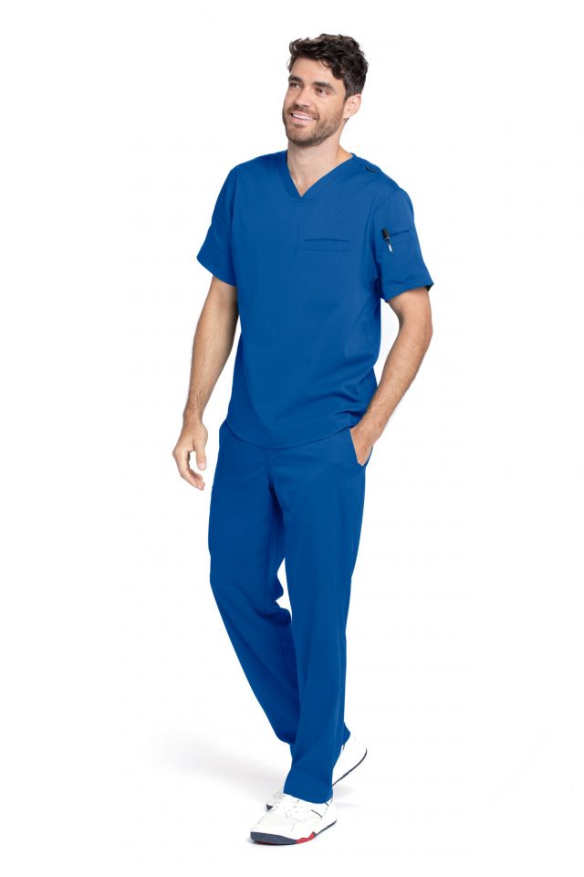 Mens Grey’s Anatomy Stretch Wesley Scrub Top – New Royal - The Uniform Edit