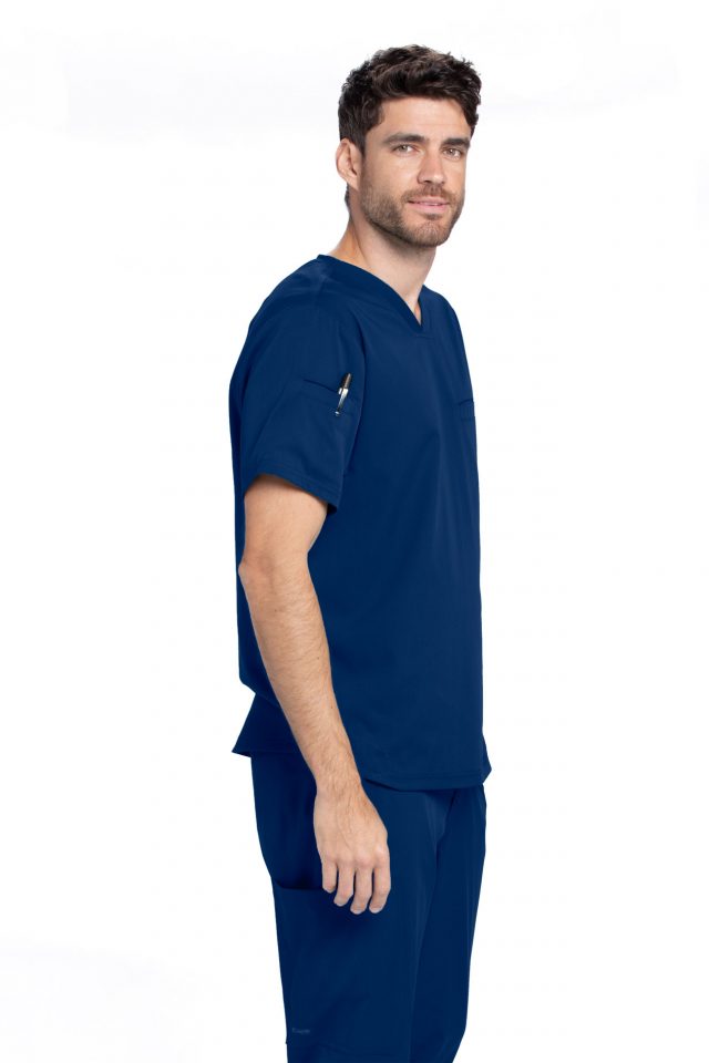 Mens Grey's Anatomy Stretch Wesley Scrub Top - Indigo - Image 2
