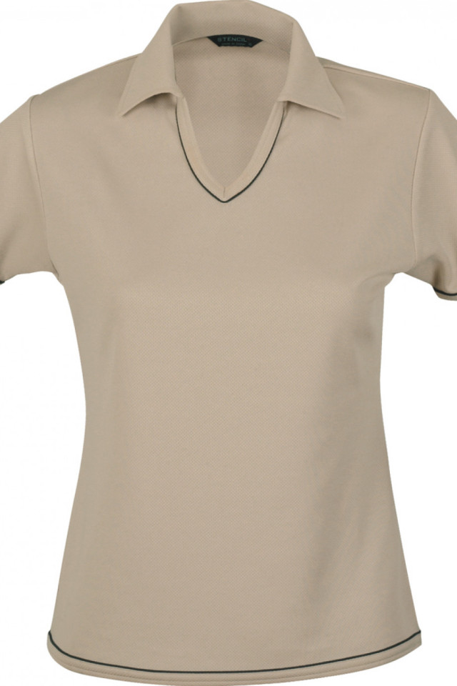 Women's Cool Dry Polo - Beige and Navy