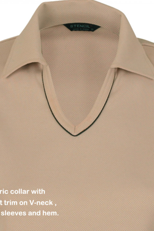 Women's Cool Dry Polo - Beige and Navy - Image 2