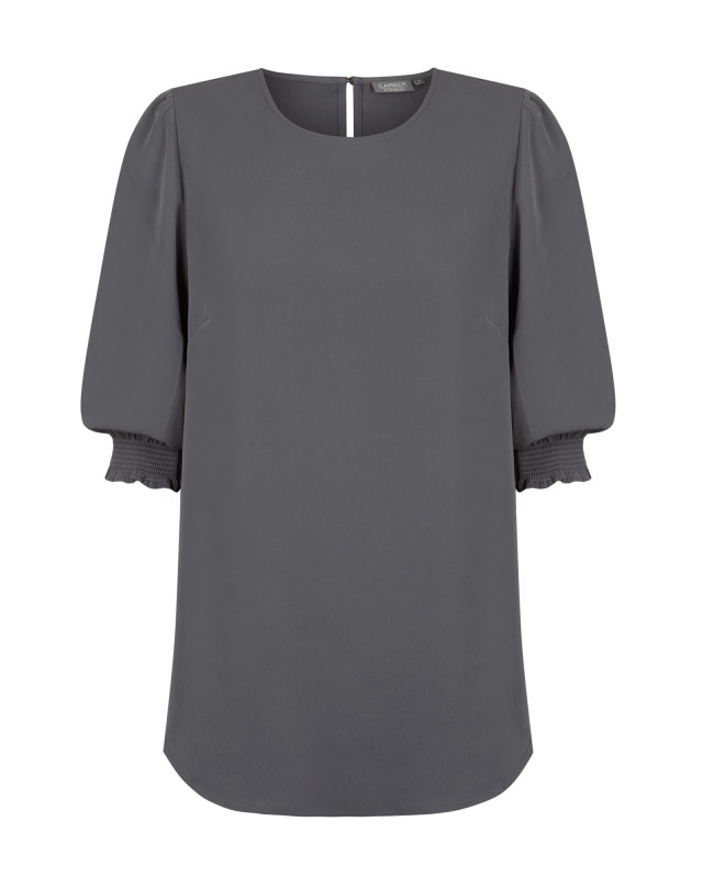 Women's Lola 3/4 Sleeve Shirred Cuff Top Charcoal