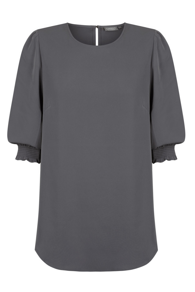 Women's Lola 3/4 Sleeve Shirred Cuff Top Charcoal
