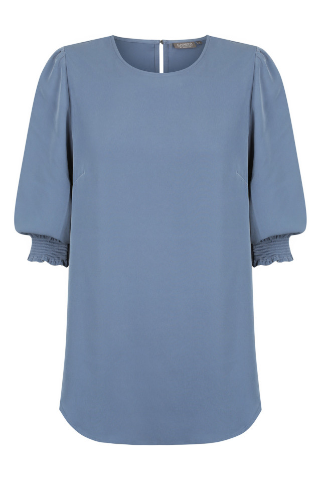 Women's Lola 3/4 Sleeve Shirred Cuff Top Denim