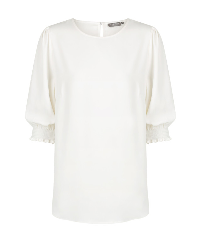 Women's Lola 3/4 Sleeve Shirred Cuff Top Ivory