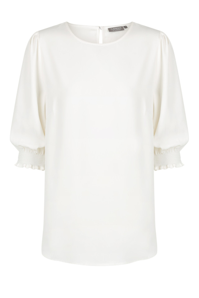 Women's Lola 3/4 Sleeve Shirred Cuff Top Ivory