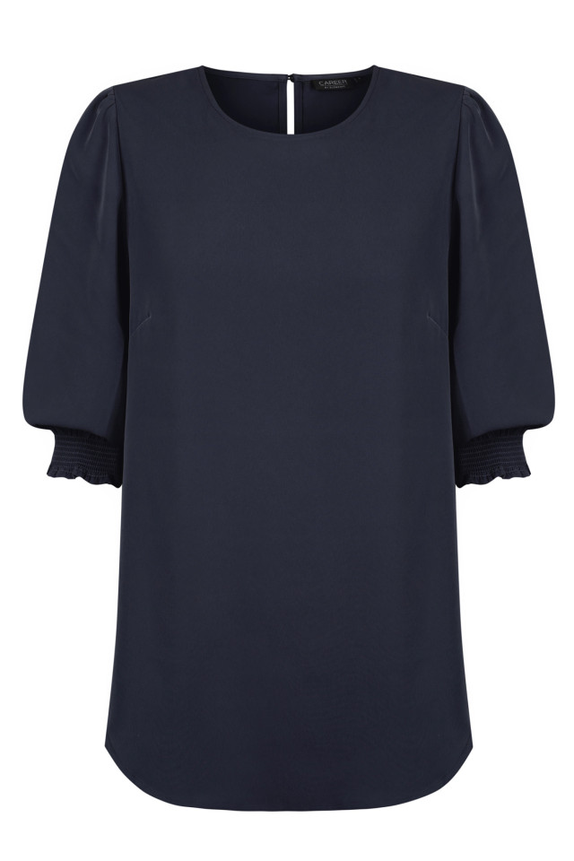 Women's Lola 3/4 Sleeve Shirred Cuff Top Navy