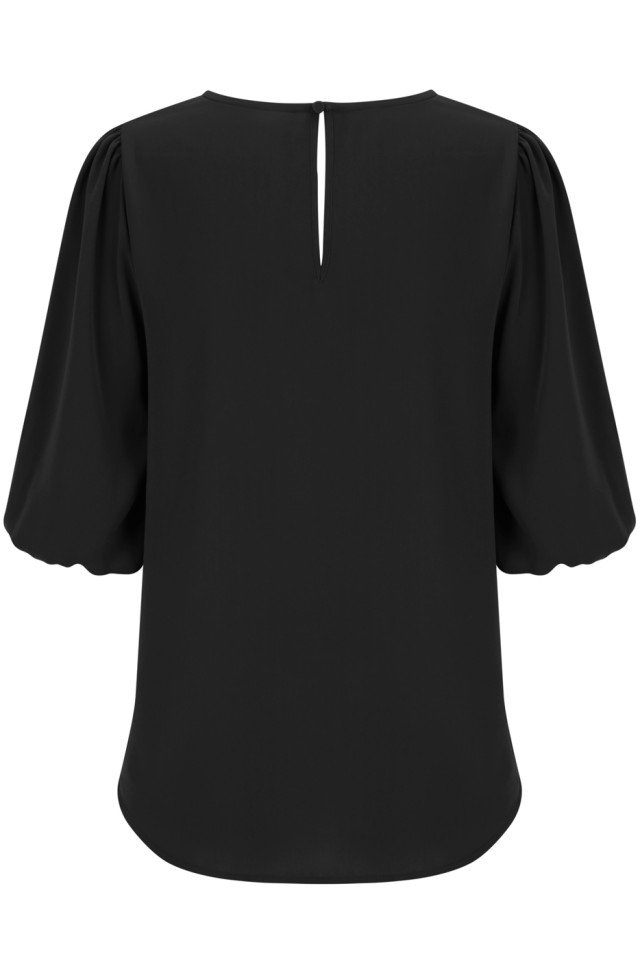 Women's Poppy Puff Sleeve Top Black - Image 2