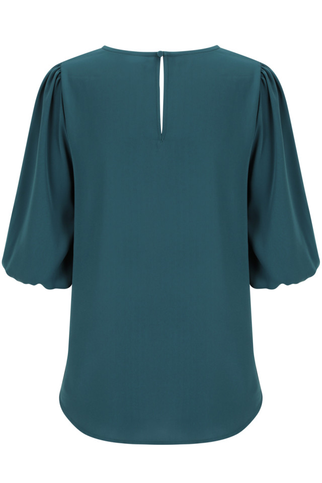Women's Poppy Puff Sleeve Top Peacock - Image 2