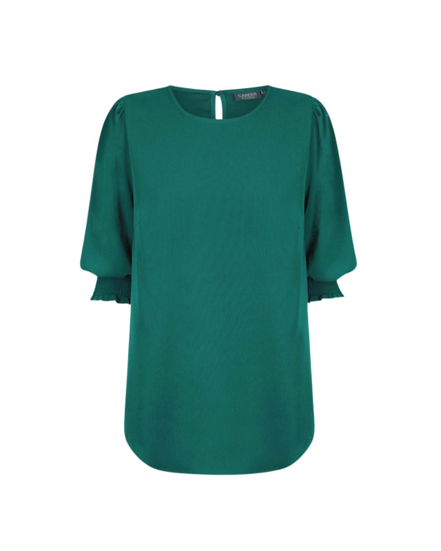 Women's Lola 3/4 Sleeve Shirred Cuff Top Emerald