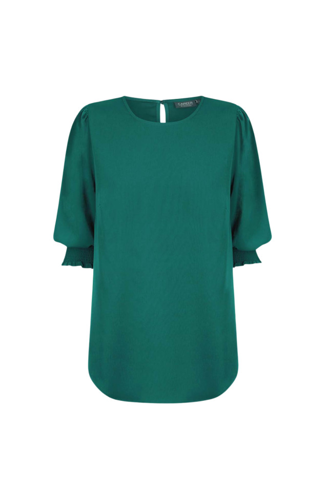 Women's Lola 3/4 Sleeve Shirred Cuff Top Emerald