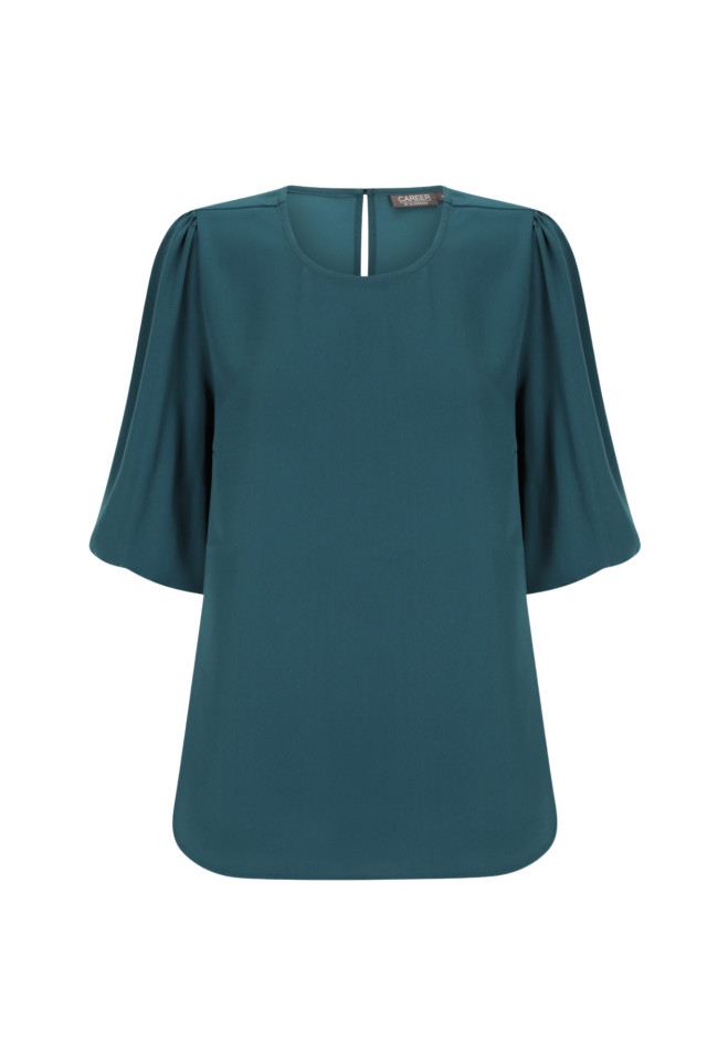 Women's Poppy Puff Sleeve Top Peacock