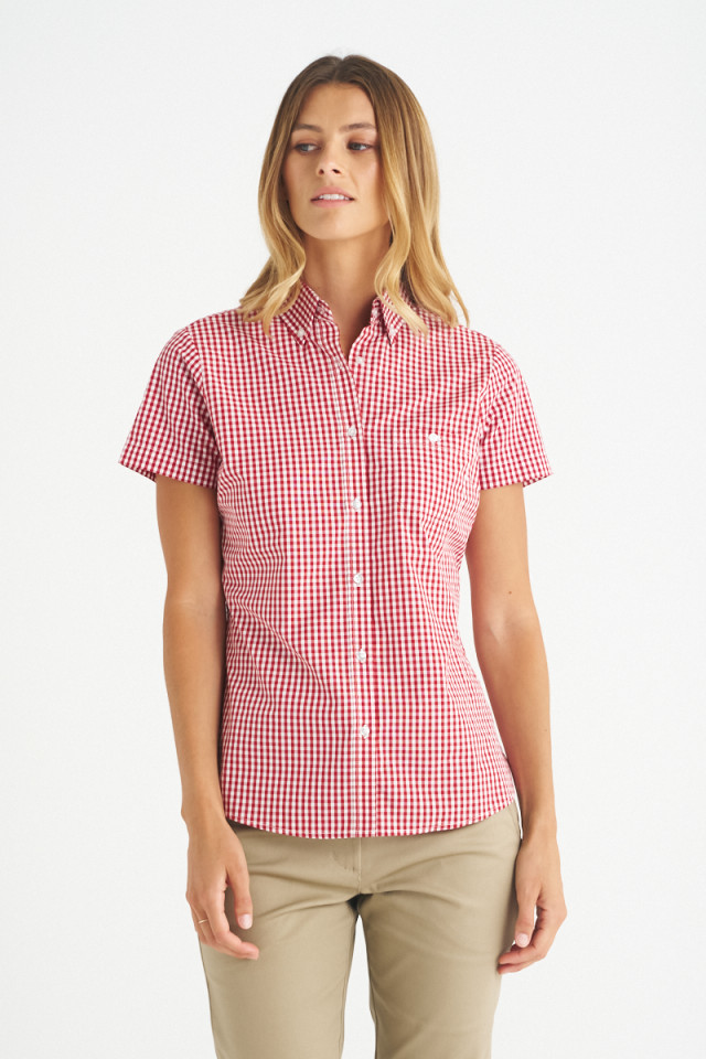 Women’s Miller Short Sleeve Shirt Red/White - Image 2