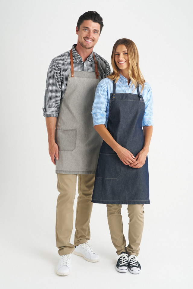 Unisex Byron Bib Apron Vintage Denim - Image 2