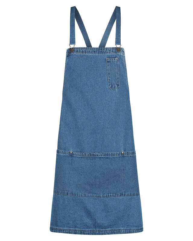 Unisex Louie Bib Apron Stonewash Blue