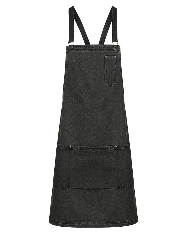 Unisex Louie Bib Apron Stonewash Black