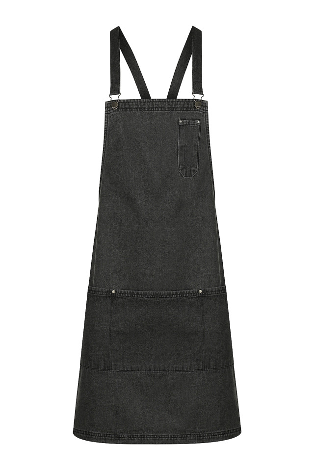 Unisex Louie Bib Apron Stonewash Black