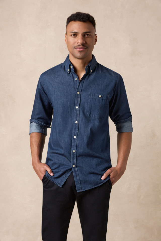 Men’s Dylan Long Sleeve Shirt Indigo Blue - Image 2