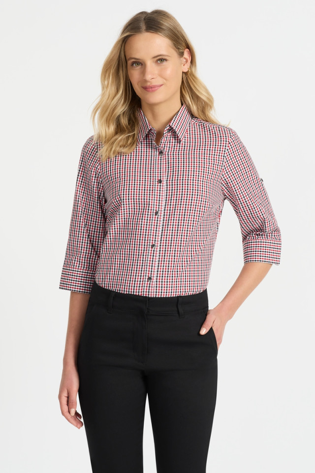 Women’s Hudson 3/4 Sleeve Shirt Navy/Sky/White - Image 2
